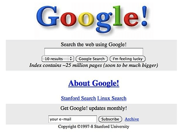 Historial del motor de búsqueda: búsqueda web por delante de Google
